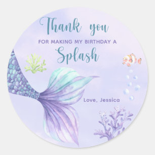 Zeemeermin Verjaardagsfeest Onder het Zee de Dank  Ronde Sticker