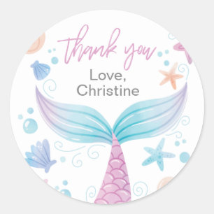 Zeemeermin Verjaardagsfeestje Dank u Stickers