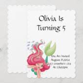 ZEEMEERMIN VERJAARDAGSFEESTUITNODIGING VOOR MEISJE KAART (Voorkant / Achterkant)