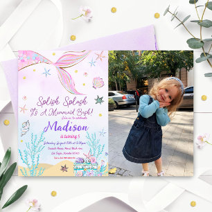 Zeemeermin verjaardagsuitnodiging onder het Zee Kaart