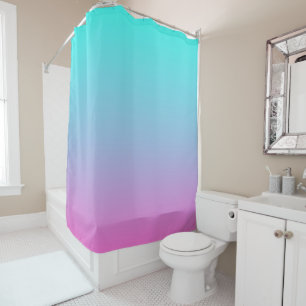 Zeemeermin verloopgradiënt paars roze aqua ombre douchegordijn