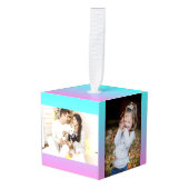 Zeemeermin verloopgradiënt paars roze aqua ombre kubus ornament (Voorkant hoekig)