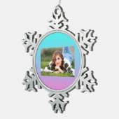 Zeemeermin verloopgradiënt paars roze aqua ombre tin sneeuwvlok ornament (Rechts)