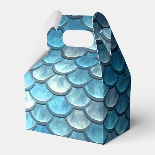 Zeemeermin visschaaltjes Turquoise Gable Favor Box Bedankdoosjes (Voorkant Zijde)