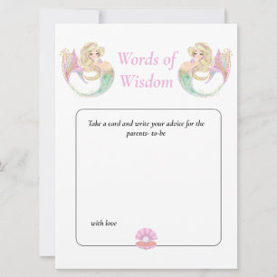 Zeemeermin waterverf Baby Shower. Wisdom Roze Uit Kaart