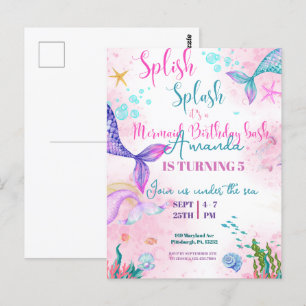 Zeemeermin Waterverf Birthday onder Zee Briefkaart