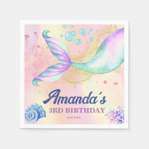 Zeemeermin Waterverf Birthday onder Zee Servet