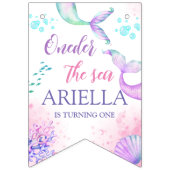 Zeemeermin Waterverf Birthday onder Zee Vlaggetjes (Eerste vlag)