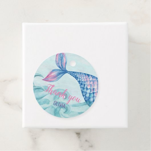 Zeemeermin waterverf Verjaardag Dank u Bedankjes Labels (In situ)