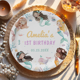 Zeemeermin Whimsical Onder De Zee Verjaardagsfeest Papieren Bordje