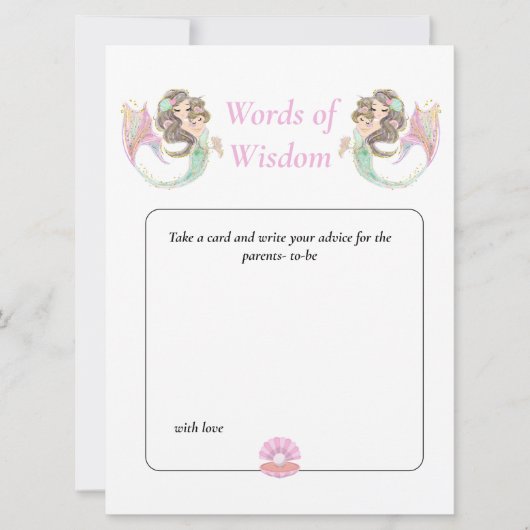 Zeemeermin Wijsheid Bruine Baby Shower Onder de Ze Kaart (Voorkant)