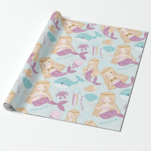 Zeemeermin Zee Baby Shower Meisjes Verjaardagsfees Cadeaupapier