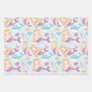 Zeemeermin Zee Baby Shower Meisjes Verjaardagsfees Inpakpapier Vel
