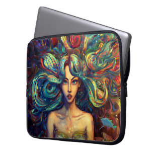 Zeemeermin Zee Godin Nymph Siren Onderwater Kunst Laptop Sleeve
