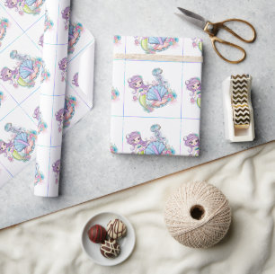 Zeemeermin Zee leven   Verjaardagsfeest met aangep Cadeaupapier