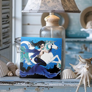 Zeemeermin Zee Paard Fairy Blauw Tegeltje