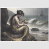 Zeemeermin Zee Scroll in Gold Decoupage Tissuepapier (Voorkant)