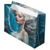 Zeemeermin Zilver Haar Turquoise Oceaan Groot Cadeauzakje (Voorkant Gekanteld)