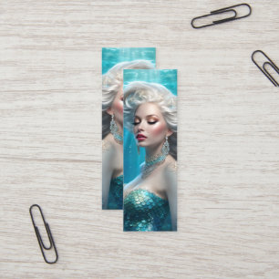 Zeemeermin Zilver Haar Turquoise Oceaan Mini Boekm Visitekaartje