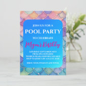 zeemeermin zwembadfeest uitnodigingen (Staand voorkant)