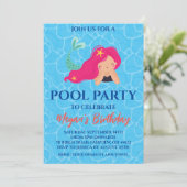 zeemeermin zwembadfeest uitnodigingen (Staand voorkant)