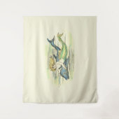  Zeemeermin Zwemmen Met Dolfijn Gekleurd Wandkleed (Voorkant)