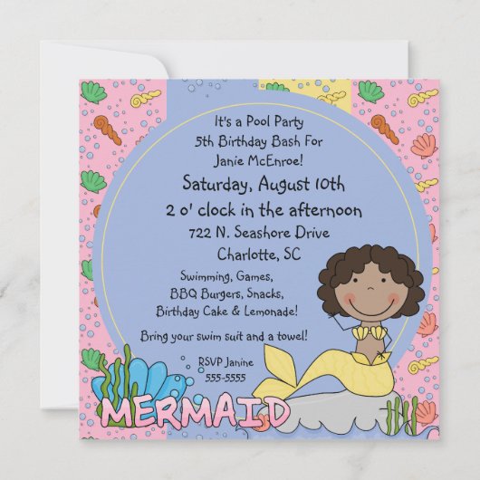 Zeemeerminnaars (Afrikaans-Amerikaans meisje) Kaart (Achterkant)