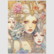 Zeemeerminnen Abstracte Kunst Collage Decoupage