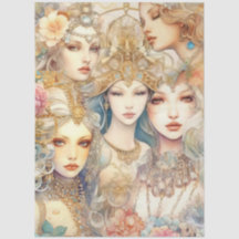 Zeemeerminnen Abstracte Kunst Collage Decoupage