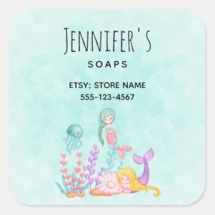 Zeemeerminnen en kwallen onder Zee Vierkante Sticker