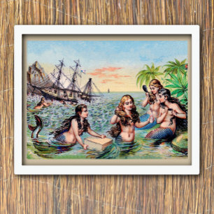 zeemeerminnen in de oceaan poster