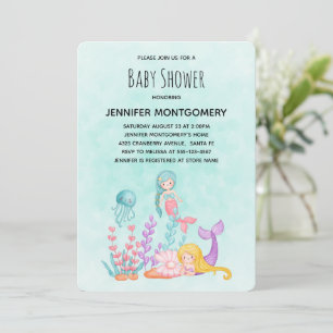 Zeemeerminnen & kwal onder de zee Baby Shower Kaart