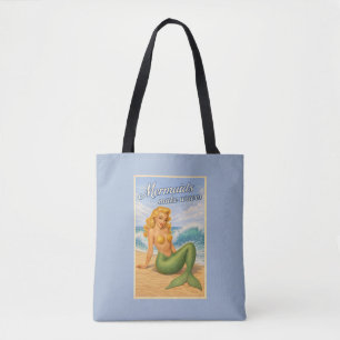 Zeemeerminnen maken golven retro pin-up kunst kust draagtas
