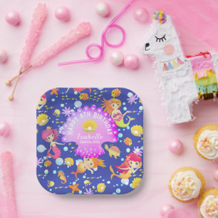 Zeemeerminnen Navy Blue Papieren Bordje