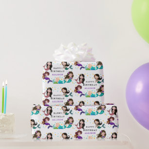  zeemeerminnen onder het Zee meisjes verjaardag Cadeaupapier