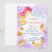 Zeemeerminnen Paarse Uitnodiging Kaart (Voorkant / Achterkant)