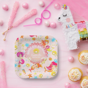 Zeemeerminnen Peach Pink Papieren Bordje