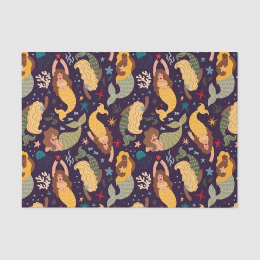 Zeemeerminnen, vis en koraal Fantasy Fairy Tale Tissuepapier (Voorkant)