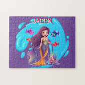 Zeemeerminnen, Vissen spatten in het water geperso Legpuzzel (Horizontaal)