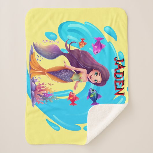 Zeemeerminnen, Vissen spatten in het water geperso Sherpa Deken (Voorkant)