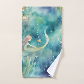 Zeemeerminnen waterverf kunst handdoek