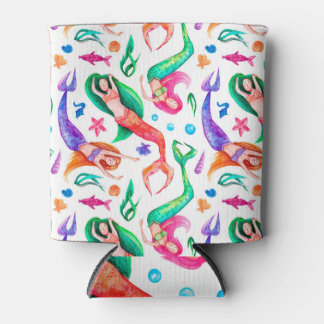 Zeemeerminnen Waterverf: Naadloos Oceanisch Patroo Blikjeskoeler