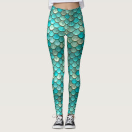 Zeemeerminnend groen visschubben leggings