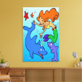 Zeemeerminnende oceaan onderwater dolfijn kunstwer canvas afdruk (Insitu (Woonkamer))