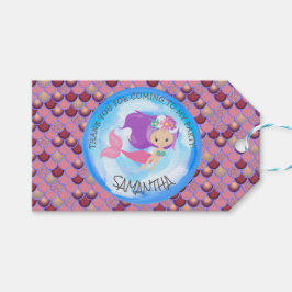 Zeemeerminnenfeest Paarse Roze Bedankt Gift Label Cadeaulabel