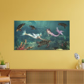 Zeemeerminningen bij schildpad canvas afdruk (Insitu (Woonkamer))