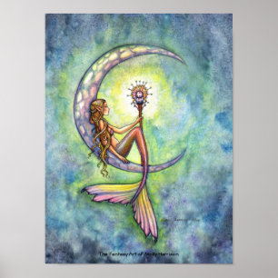 Zeemeerminposter van Molly Harrison Mermaid Moon Poster