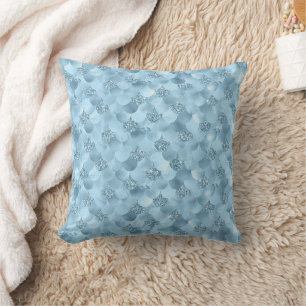 Zeemeerminschaal   Dusty Ice Blue Sheen Luster Kussen
