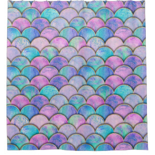 Zeemeerminschaal Japans Waterverf Pattern Douchegordijn