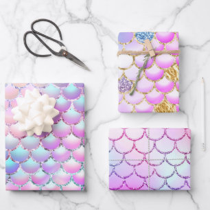 Zeemeerminschaal patroon inpakpapier vel
